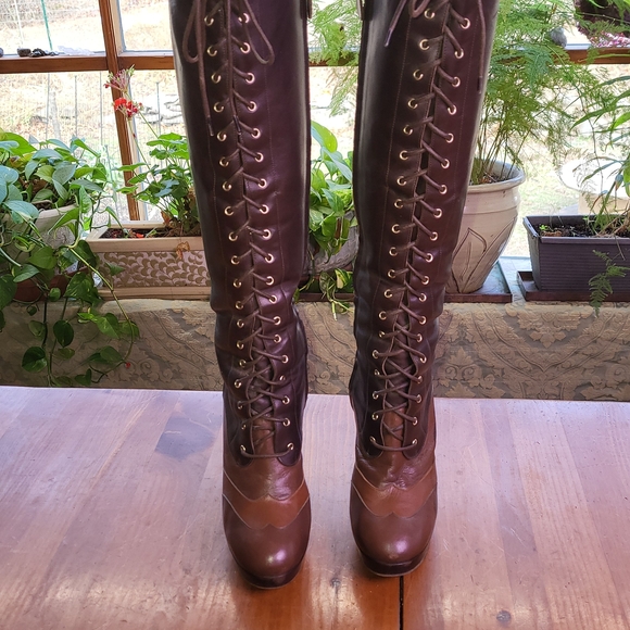 Bally Leather Platform Lace-Up Over the Knee Boots 7.5 - Picture 13 of 14